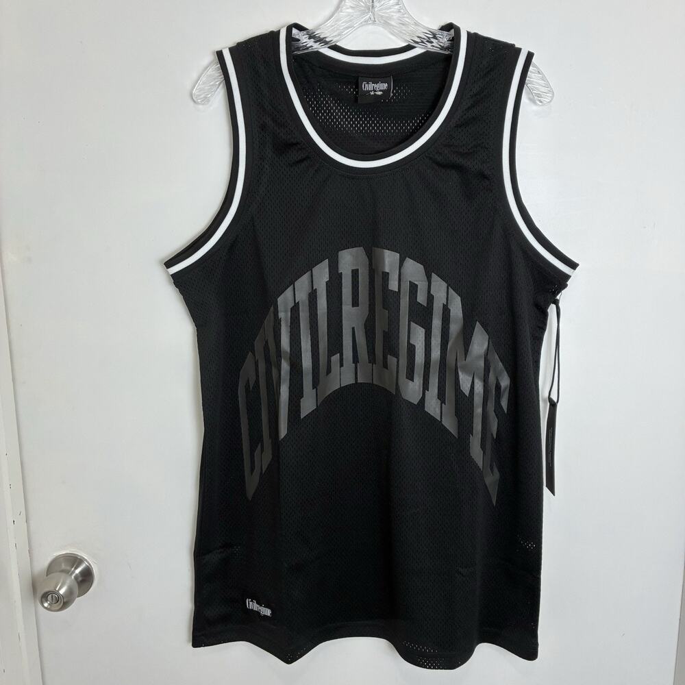 Civil Regime Black Basketball Jersey 08 with White Dove, Men’s Large